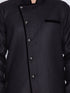 Vastramay Cotton Blend Black Baap Beta Sherwani Set